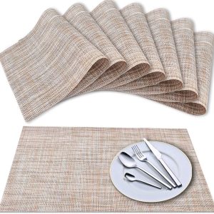 Lot de 8 sets de table Newk en vinyle tissé : le choix Montessori pour une table bien organisée