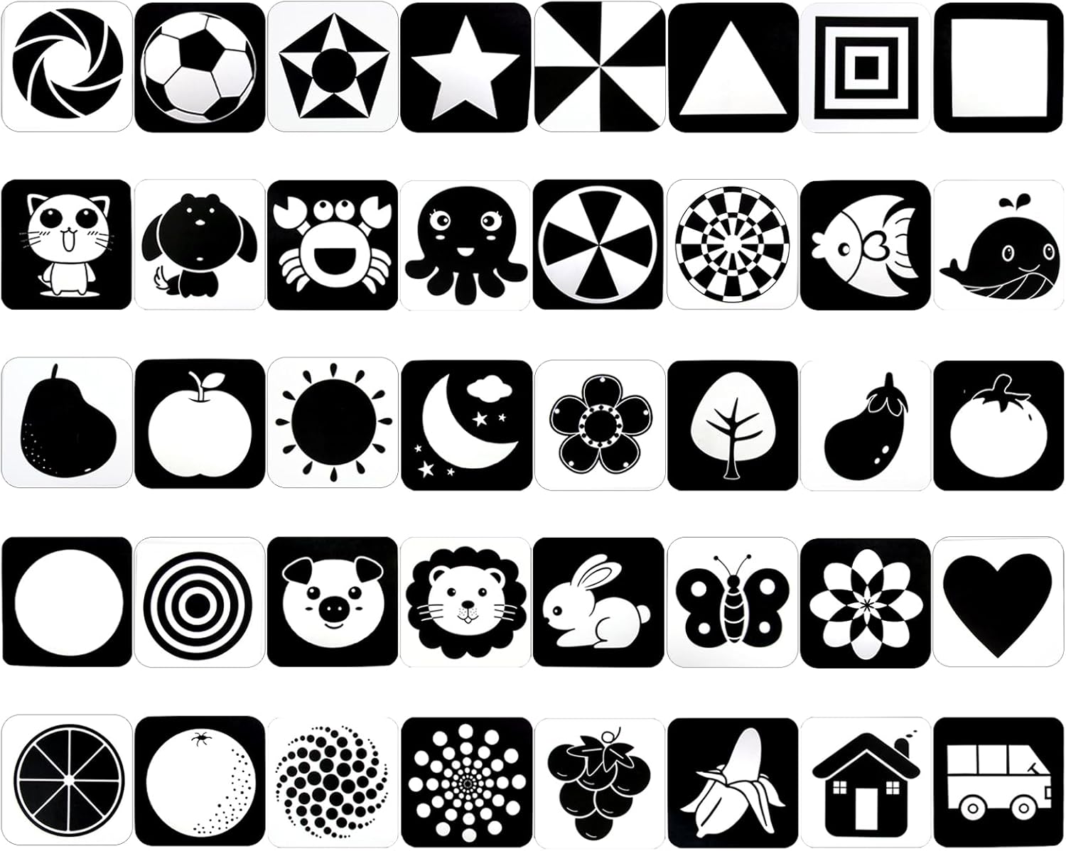 Lot de Cartes Sensorielles Montessori pour Bébé – Stimulez la Vue de Votre Nouveau-né