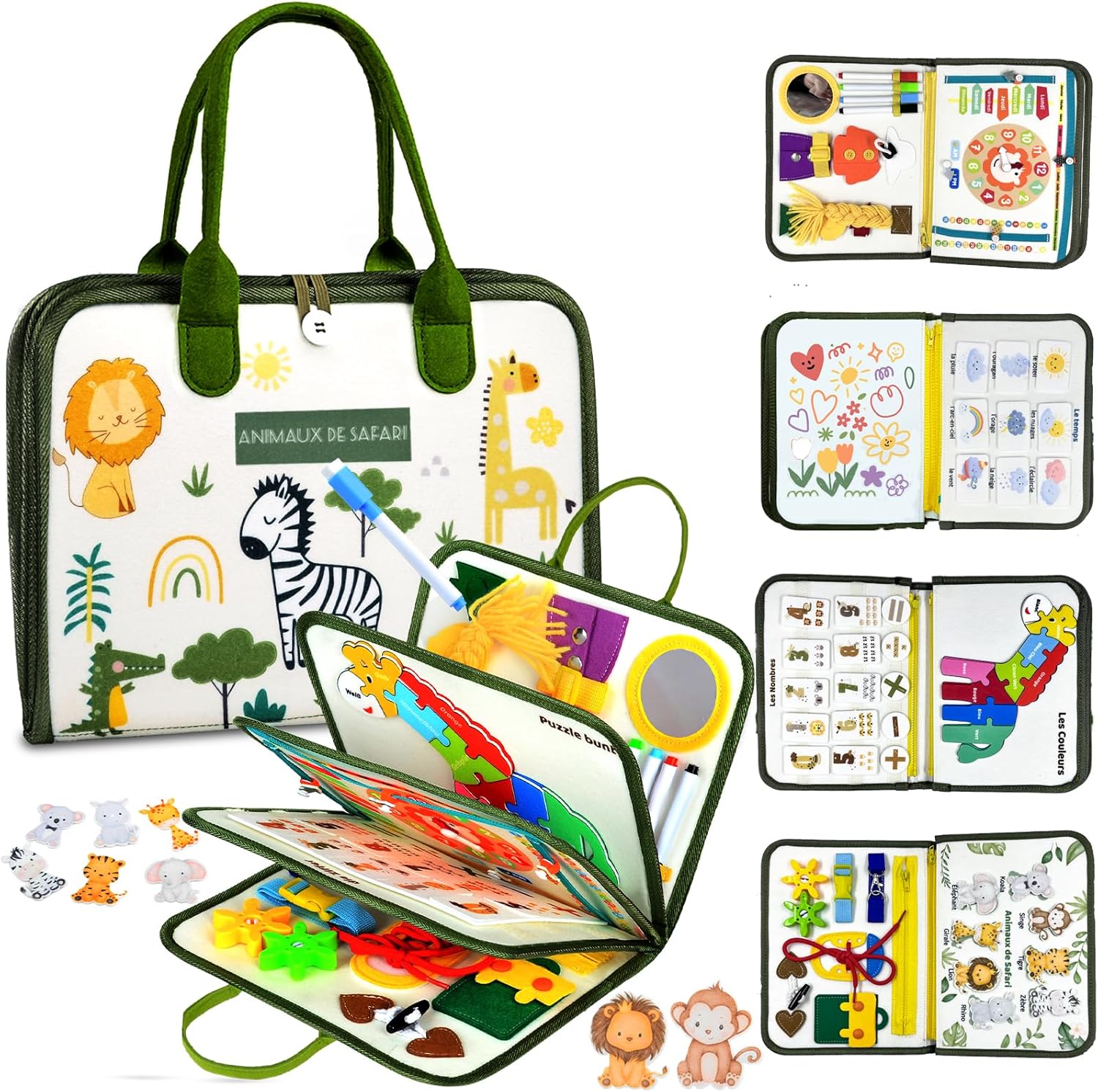 Planche d’activité Montessori 8 en 1 pour enfants de 1 à 5 ans