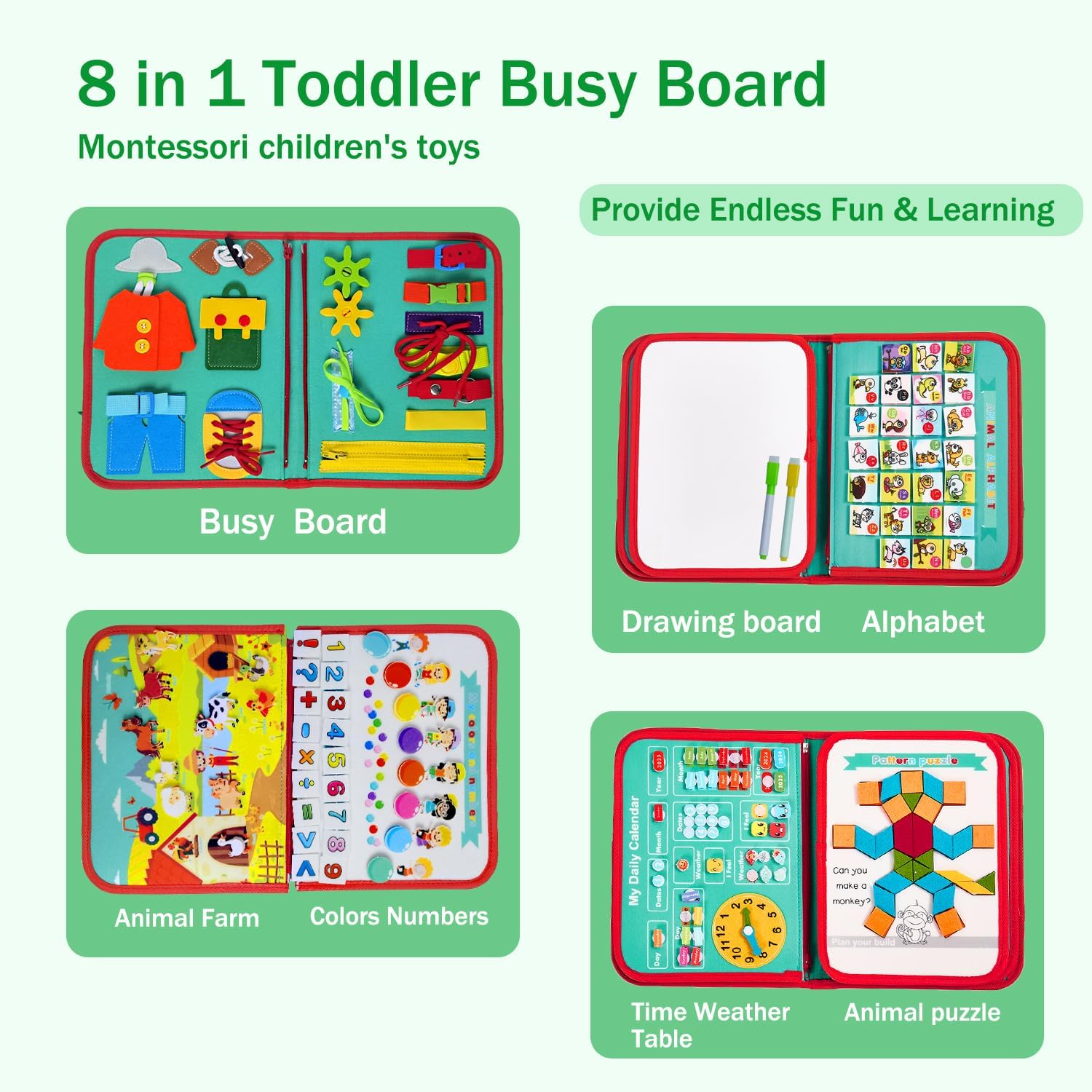 Planche d’activité Montessori Aurldpio pour enfants 1-5 ans : jeux éducatifs dinosaures pour le développement sensoriel – Image 2