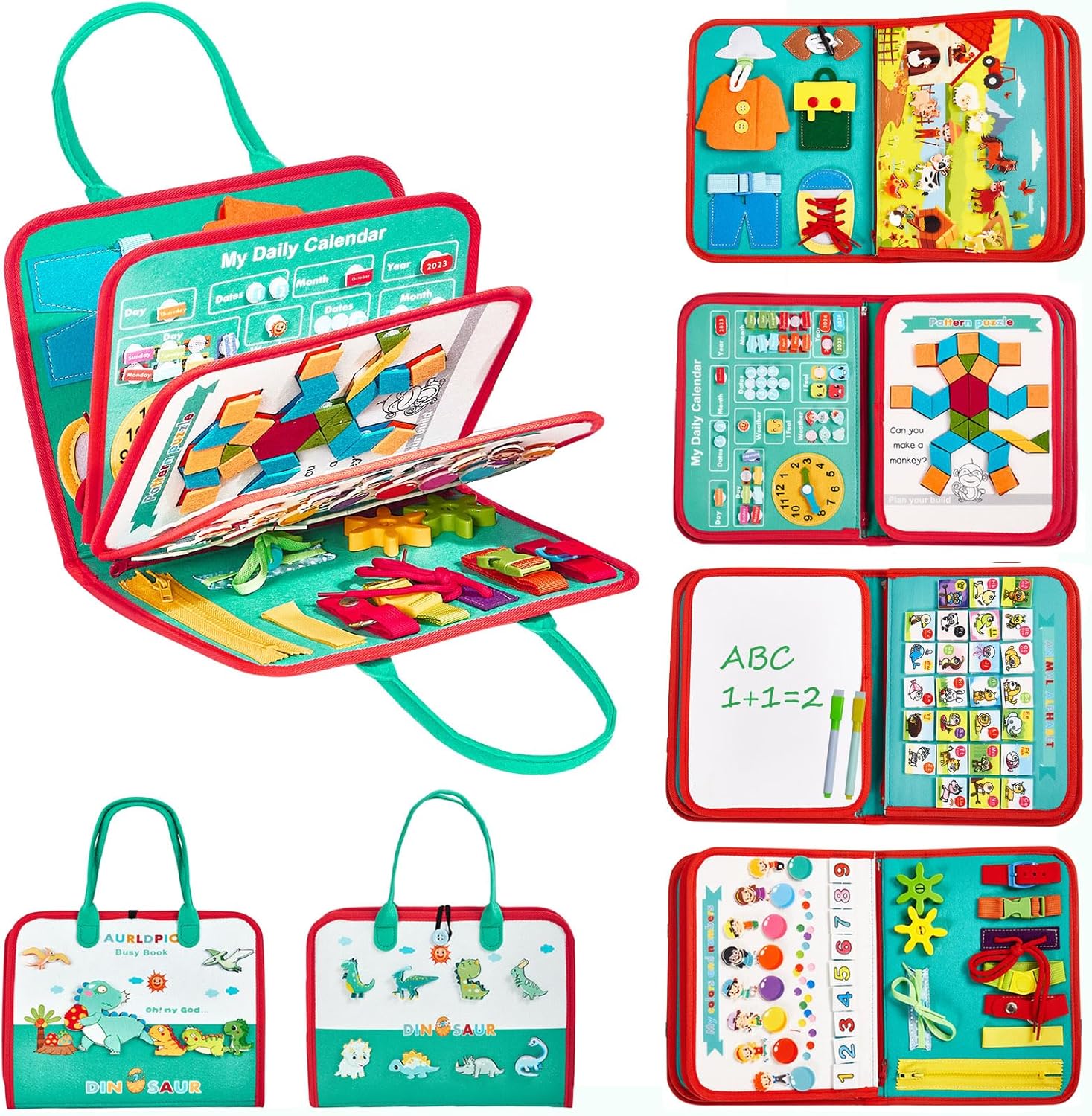 Planche d’activité Montessori Aurldpio pour enfants 1-5 ans : jeux éducatifs dinosaures pour le développement sensoriel