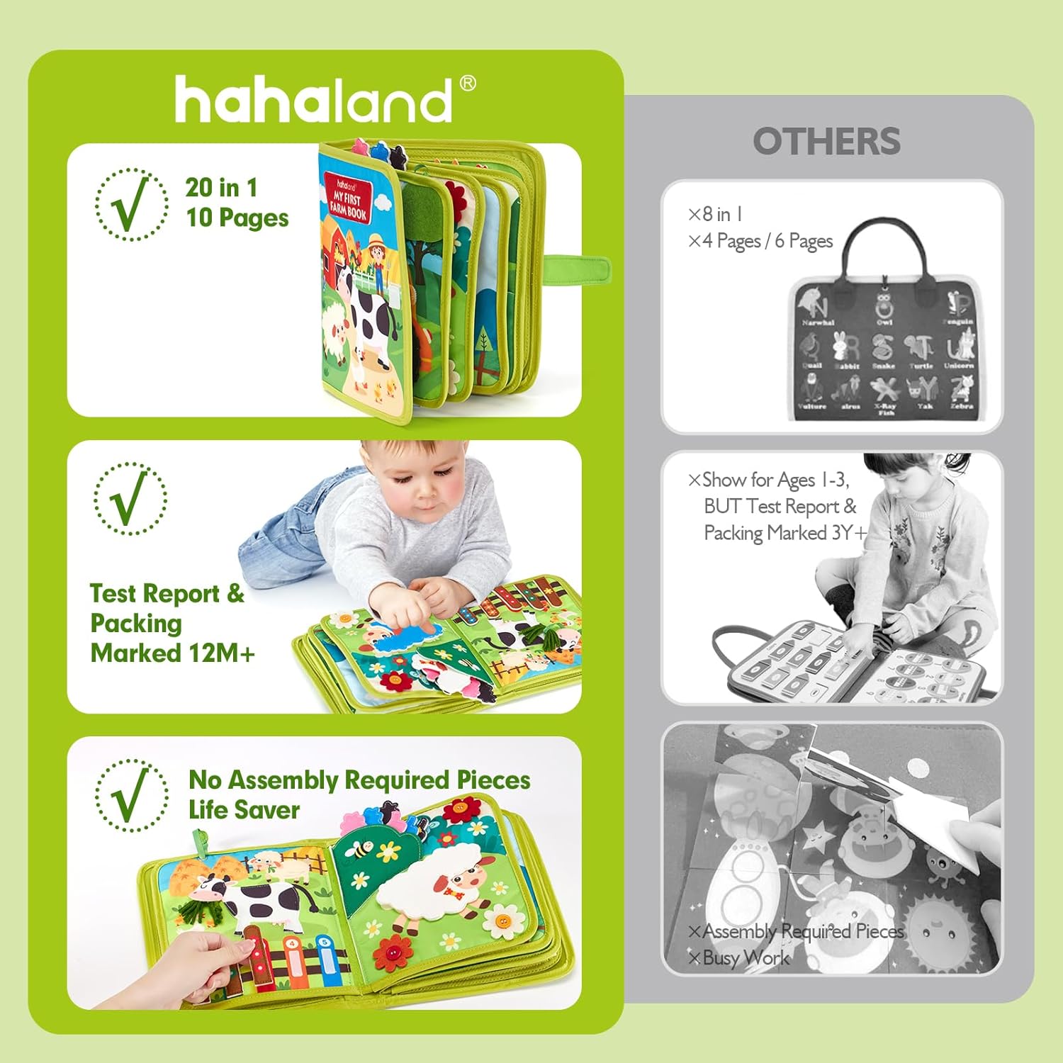 Planche d’activité Montessori Hahaland : jouet de développement pour bébé 1-4 ans – Image 2