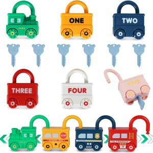 Planche d’activité Montessori Kizmyee : jeu de clés et serrures pour enfants de 2 à 5 ans