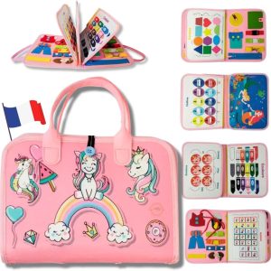 Planche d&rsquo;activité Montessori « Maxromstory Busy Board » : éveil et apprentissage pour enfants avec des licornes