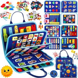 Planche d&rsquo;activité Montessori POWZOO 9 en 1 : jouet éducatif pour le développement de la motricité fine