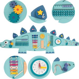 Planche d&rsquo;activité montessori dinosaure en bois pour enfants