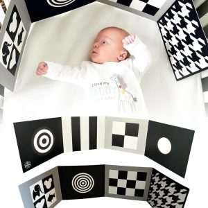 Planche de développement sensoriel bébé Montessori – Formes géométriques noir et blanc