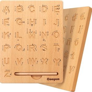 Planche de traçage Montessori en bois : Apprendre l&rsquo;alphabet et les chiffres pour enfants de 3 à 5 ans