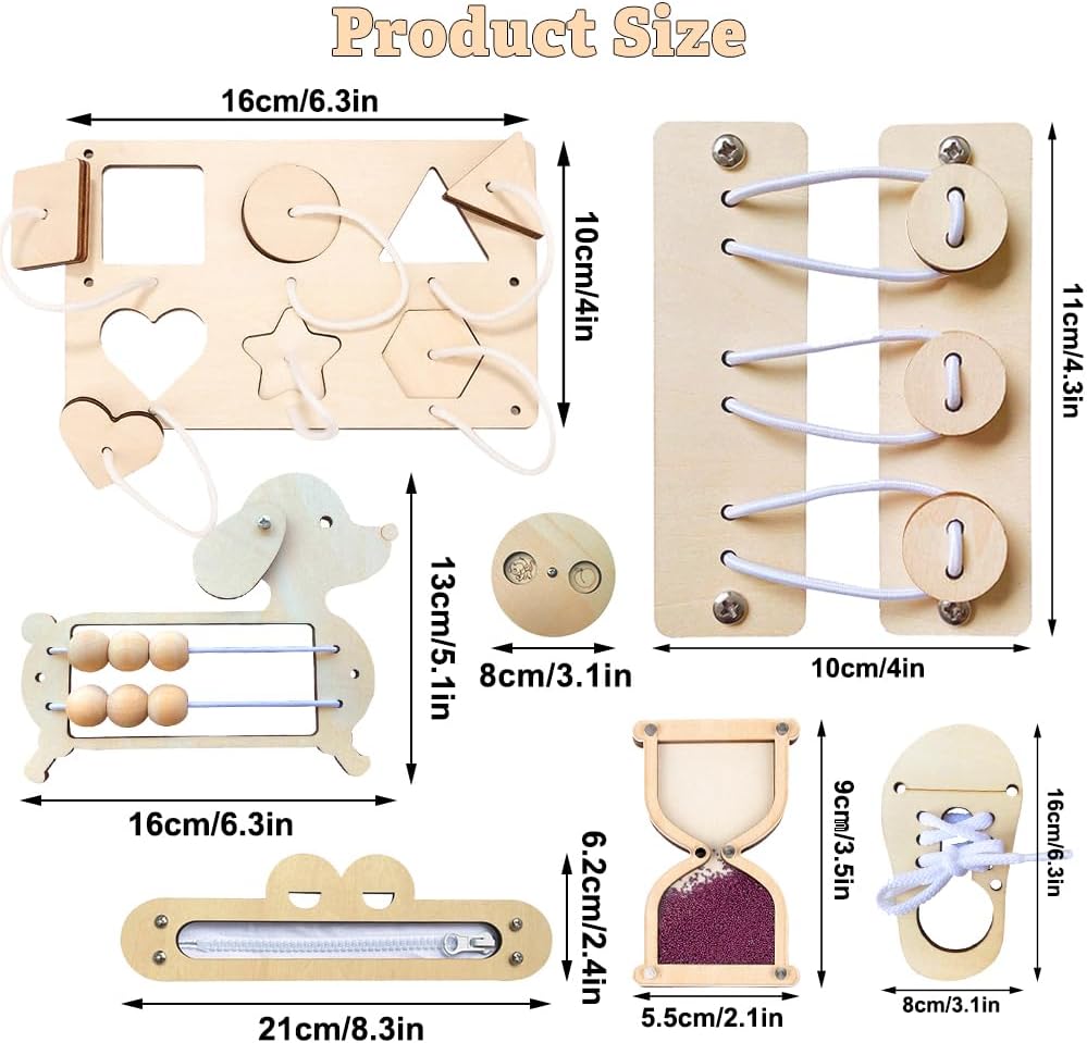 Planches d’activités Montessori Tulov pour enfants de 1 à 6 ans : Lot de 7 puzzles en bois – Image 2