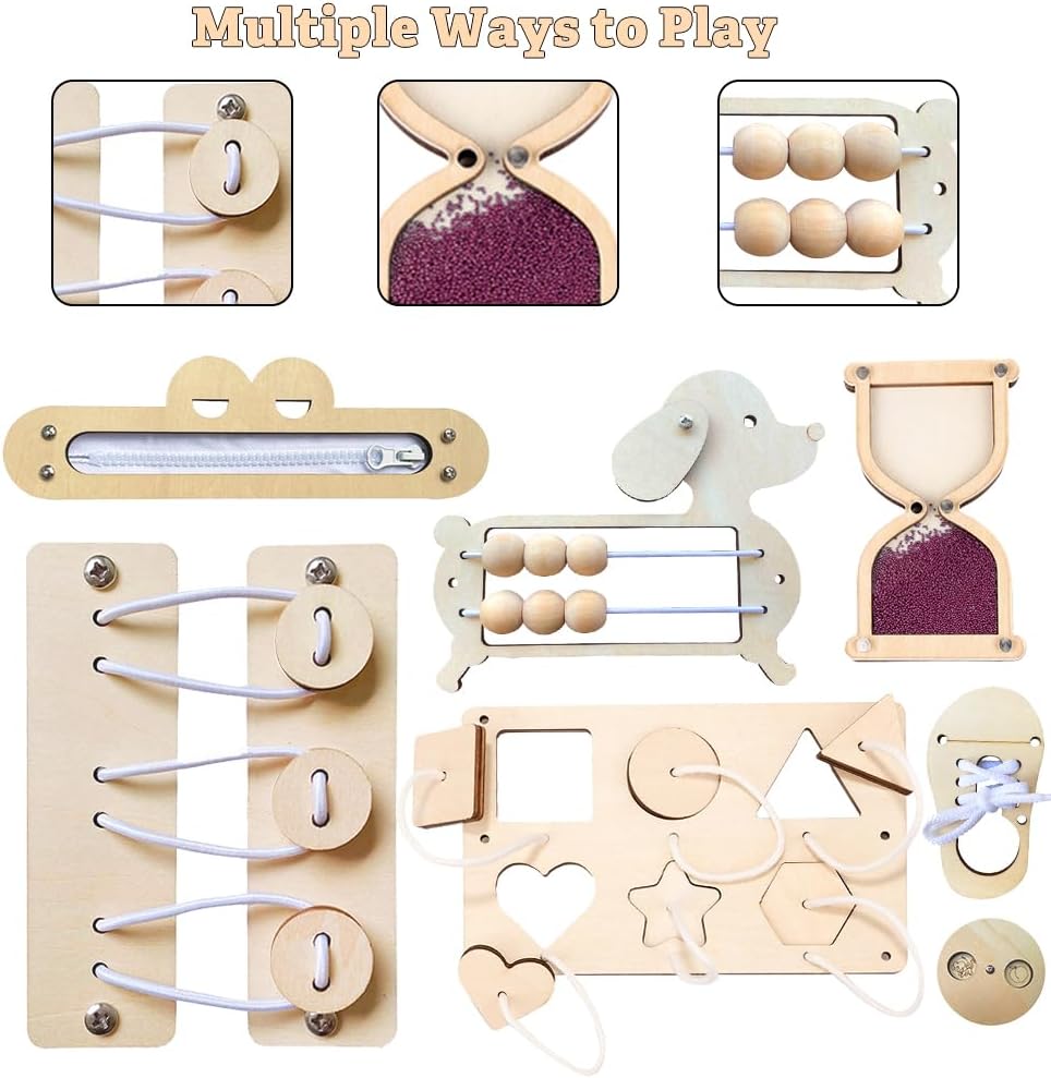 Planches d’activités Montessori Tulov pour enfants de 1 à 6 ans : Lot de 7 puzzles en bois – Image 3