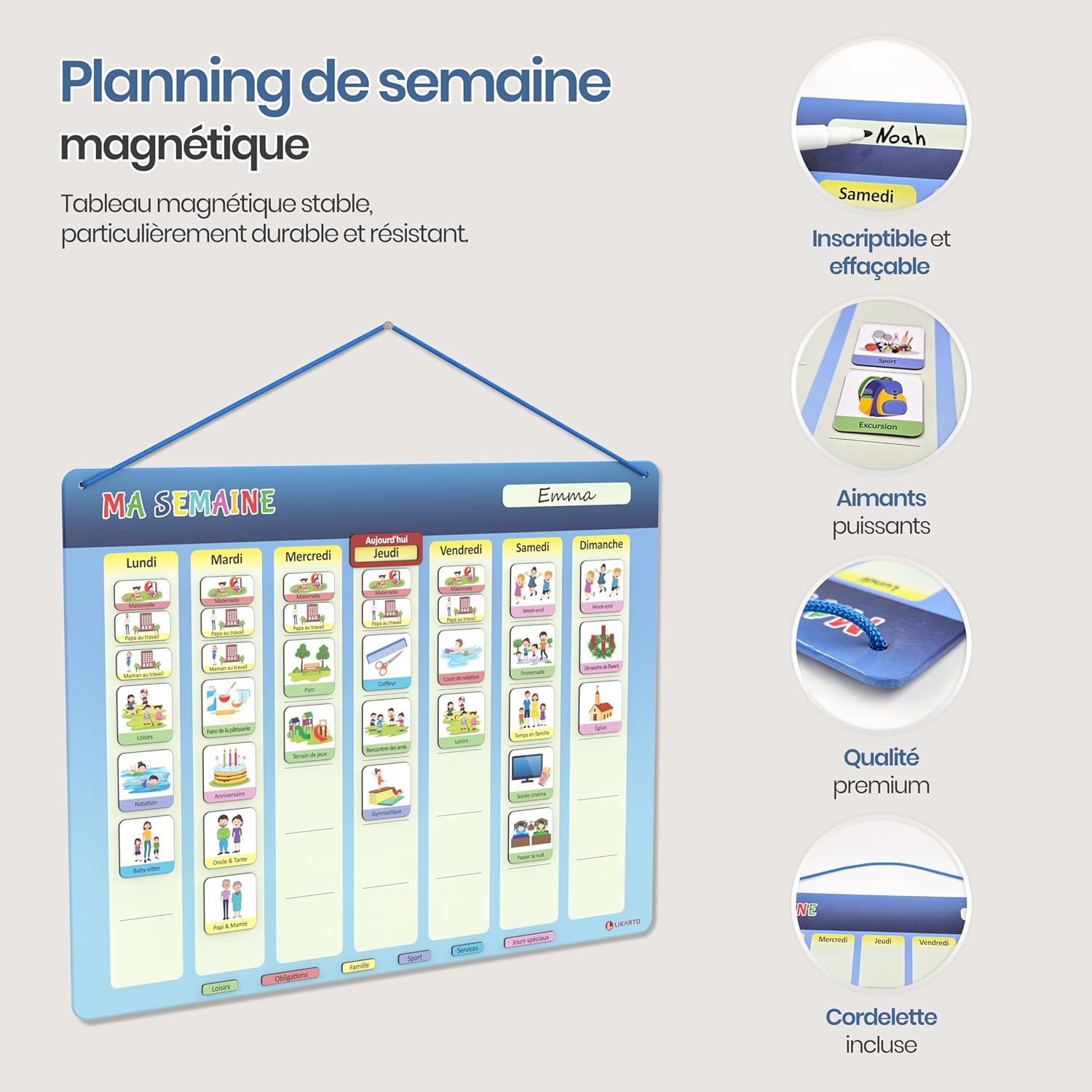 Planning de semaine Montessori Likarto pour enfants : autonomie avec 194 aimants – Image 2