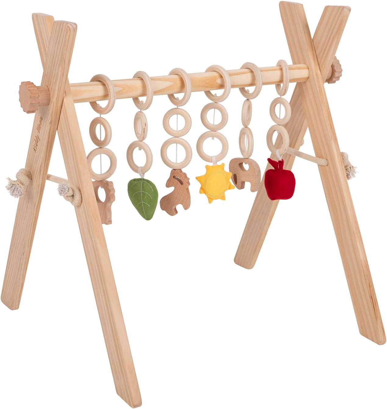 Portique d’éveil bébé Montessori en bois KiddyMoon : le centre d’activité idéal