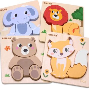 Puzzle Montessori 3D animaux en bois Airlab pour enfants de 1 à 4 ans