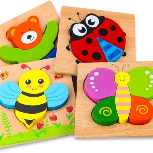 Puzzle Montessori Afufu en bois : jeu éducatif d&rsquo;apprentissage pour bébé 1-4 ans