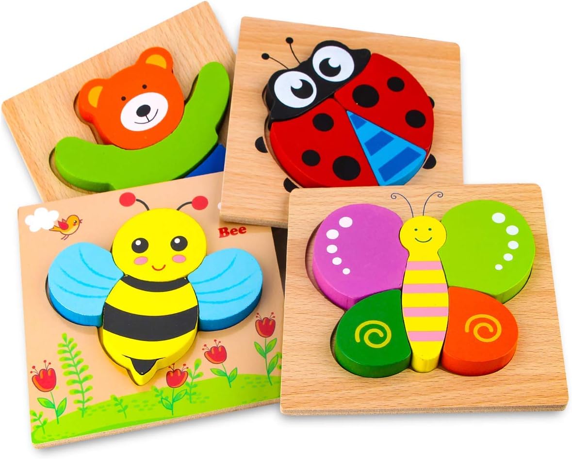 Puzzle Montessori Afufu en bois : jeu éducatif d’apprentissage pour bébé 1-4 ans