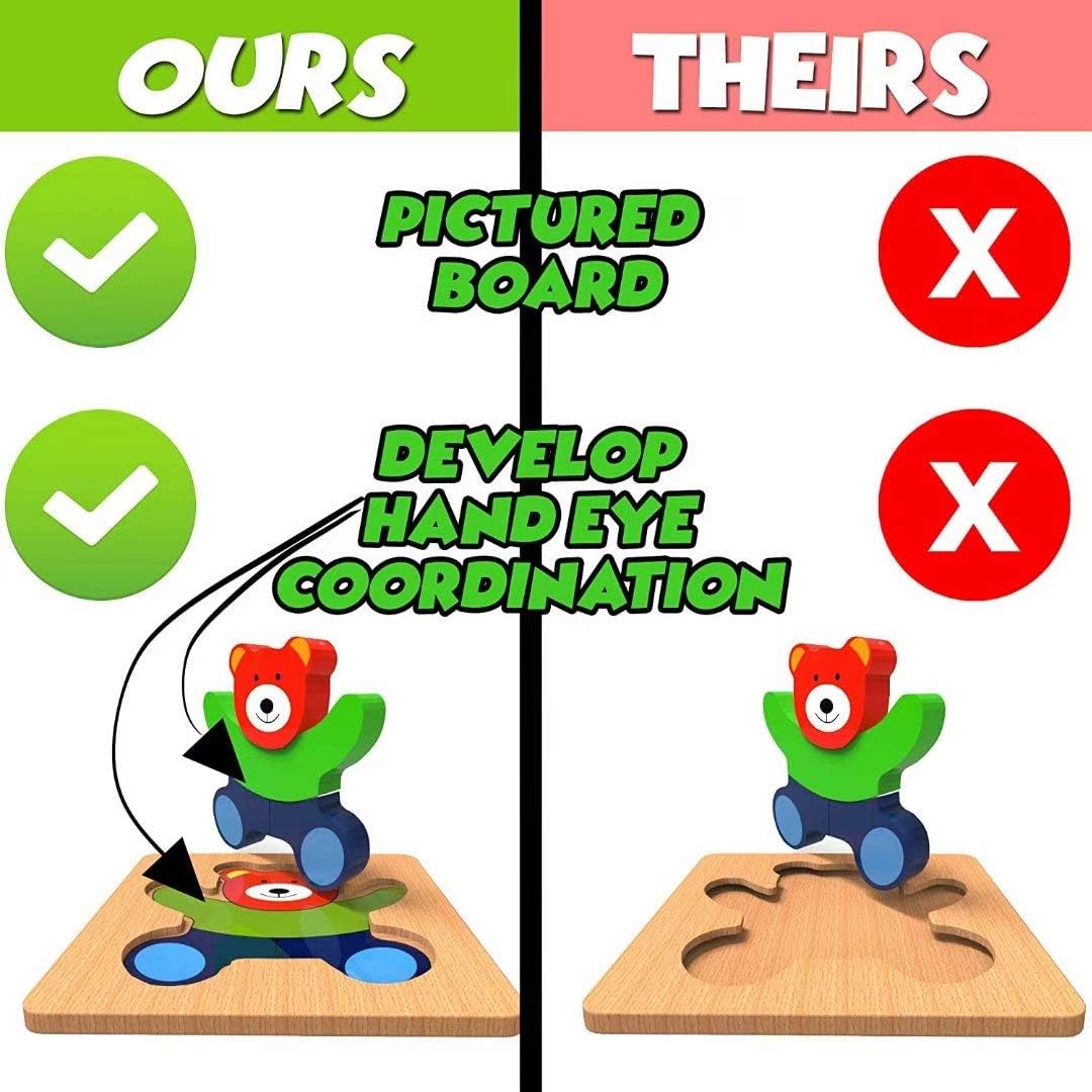 Puzzle Montessori Afufu en bois : jeu éducatif d’apprentissage pour bébé 1-4 ans – Image 3