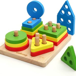 Puzzle Montessori Coogam : Jouet éducatif en bois de tri et d’empilage