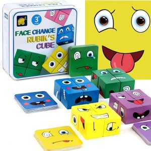 Puzzle Montessori : Cube de Construction Emoji Interactif pour Enfants