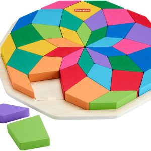 Puzzle Montessori Fisher-Price Mandala géométrique en bois pour enfants dès 3 ans