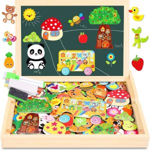 Puzzle Montessori Jojoin 130 pièces en bois : jouet éducatif magnétique pour enfants