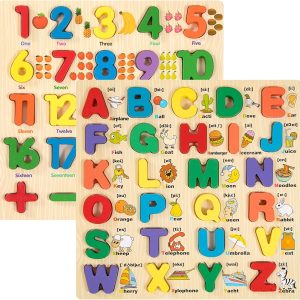 Puzzle Montessori en bois : Alphabet et numéros pour enfants de 2 à 5 ans