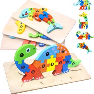 Puzzle Montessori en bois HOVIBU pour enfants de 1 à 4 ans : jouet éducatif avec animaux