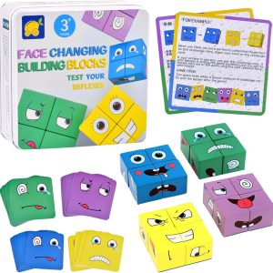 Puzzle Montessori en bois d&rsquo;expression emoji pour enfants
