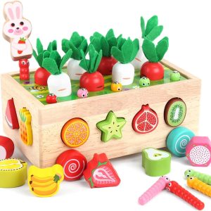 Puzzle Montessori en bois : jeu de tri et récolte de carottes pour enfants de 1 à 3 ans