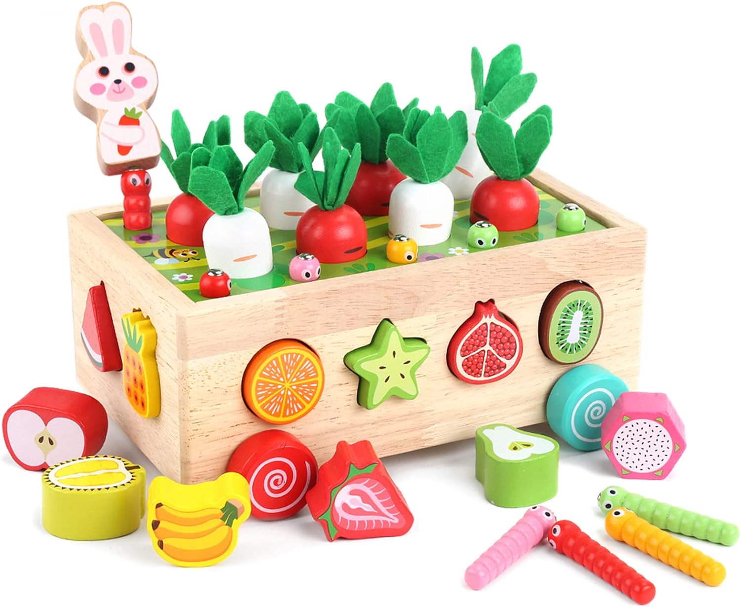 Puzzle Montessori en bois : jeu de tri et récolte de carottes pour enfants de 1 à 3 ans