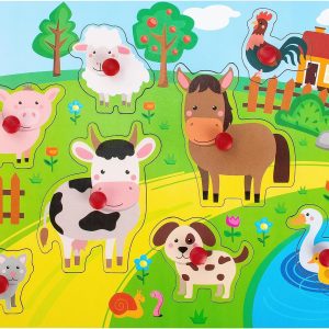 Puzzle Montessori en bois pour bébé : Les animaux de la ferme