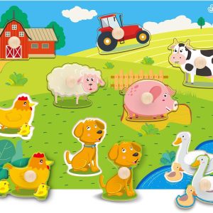 Puzzle Montessori en bois pour enfants de 1 à 2 ans : jeu éducatif d’animaux de la ferme