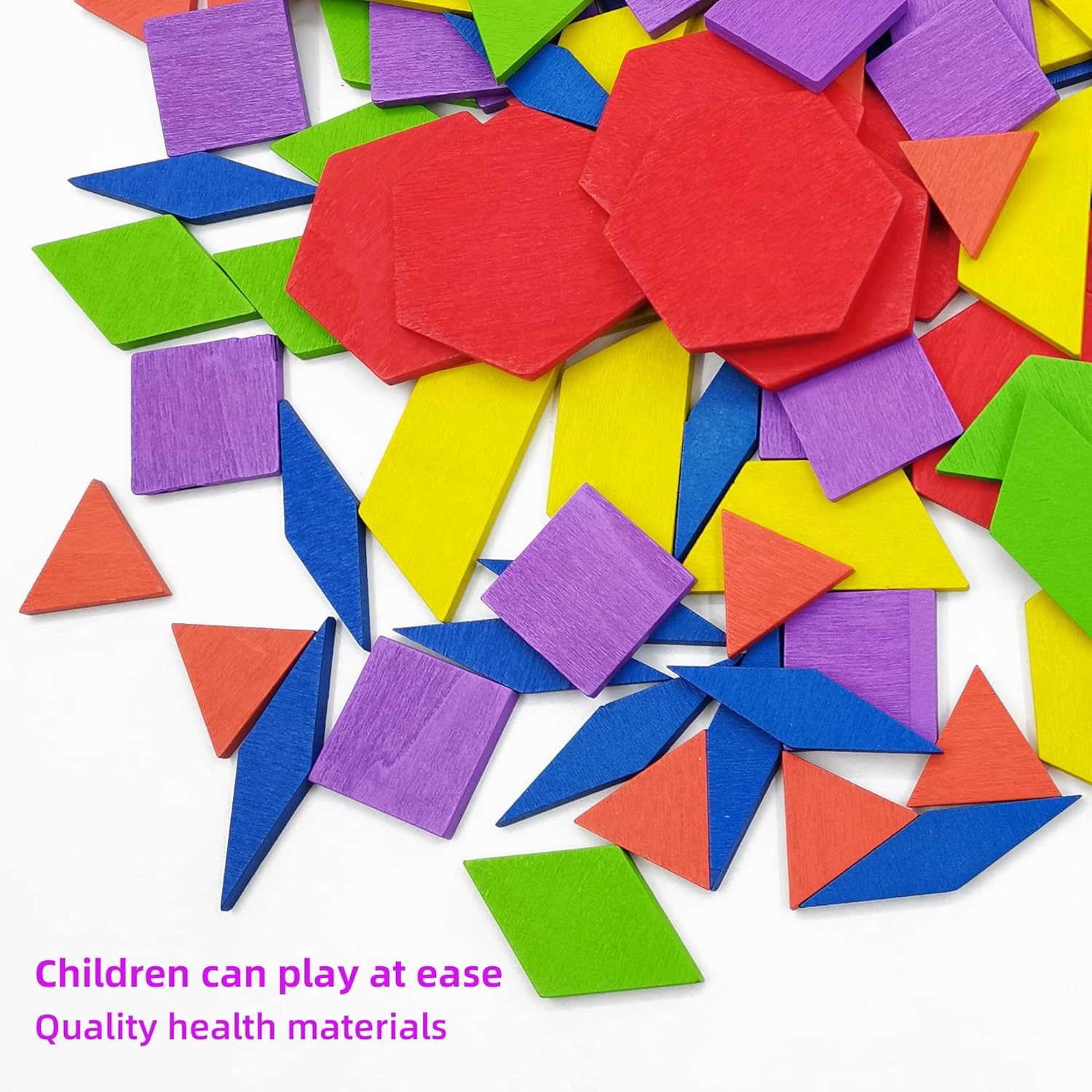 Puzzle en bois Montessori Tangram : jouet éducatif pour enfants avec 130 pièces géométriques – Image 3