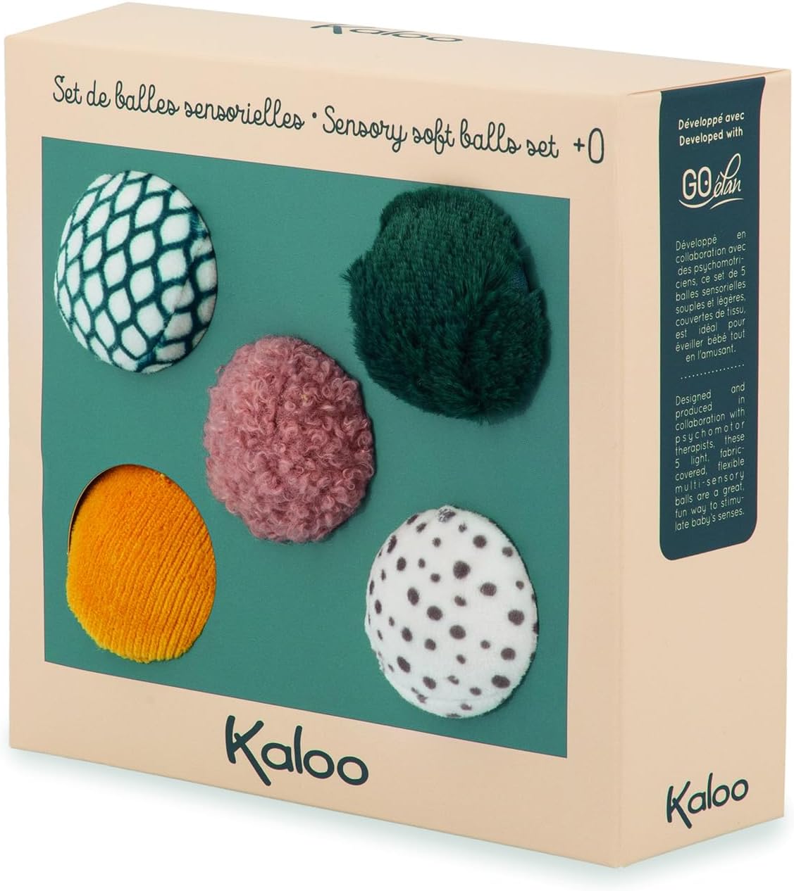Set de 5 balles sensorielles Montessori Kaloo pour l’éveil de bébé – Image 2