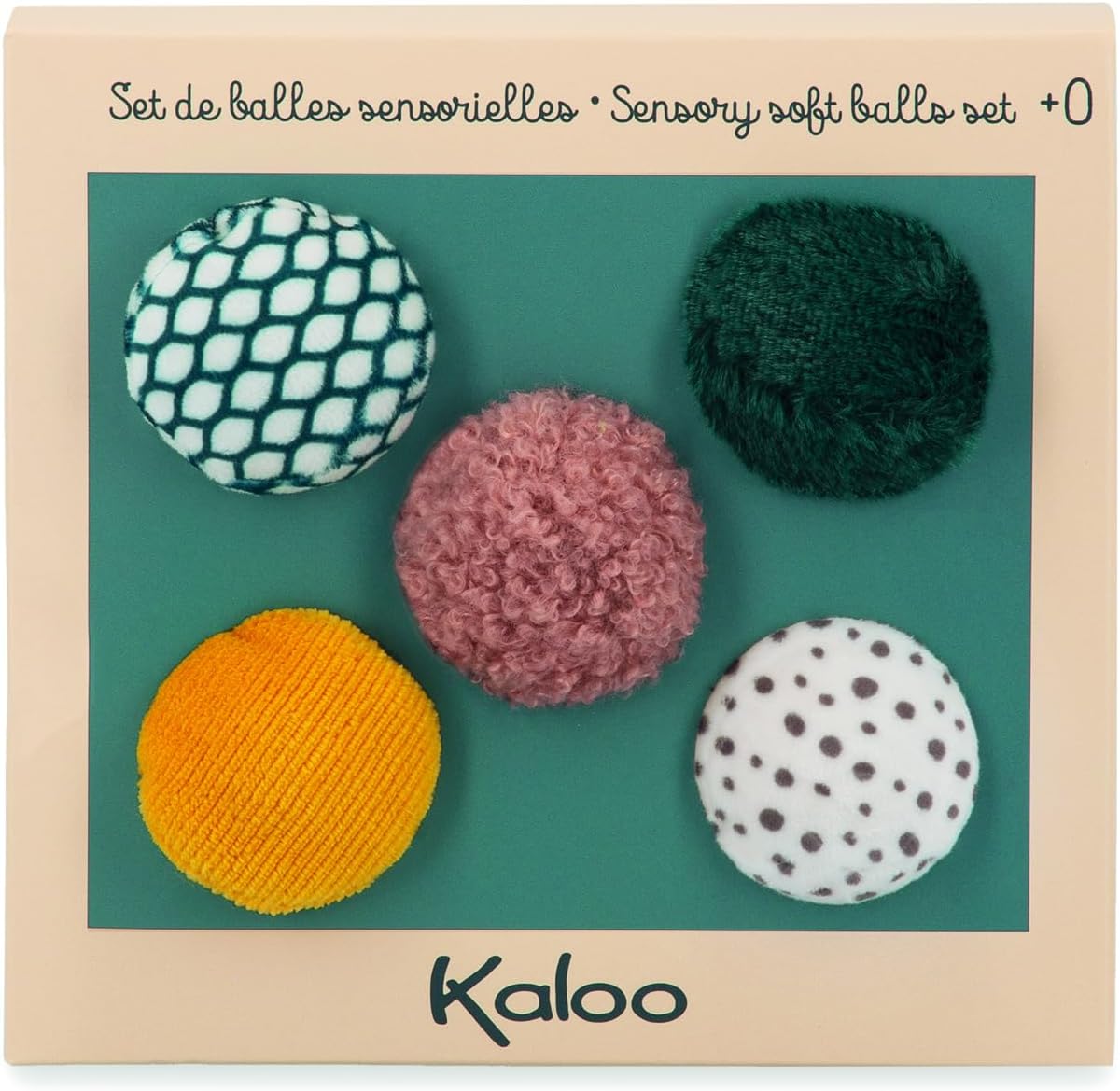 Set de 5 balles sensorielles Montessori Kaloo pour l’éveil de bébé
