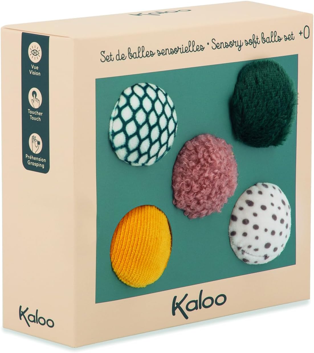 Set de 5 balles sensorielles Montessori Kaloo pour l’éveil de bébé – Image 3