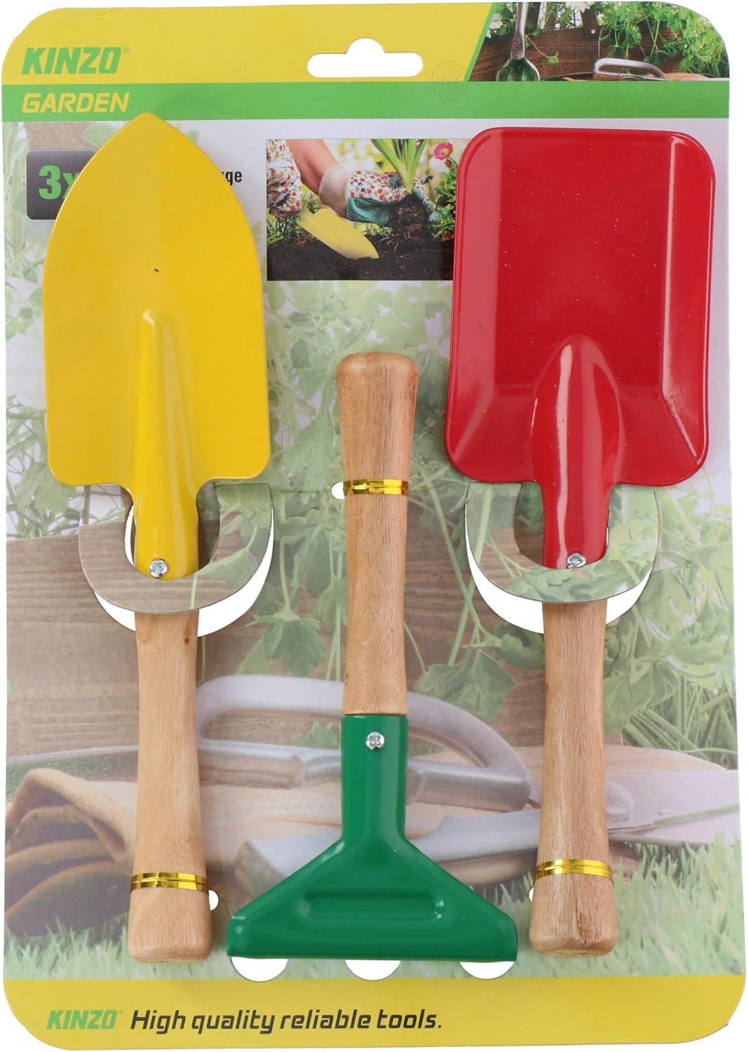 Set jardinage Montessori 3 pièces : Pelle, râteau et bêche pour enfants et adultes – Image 2