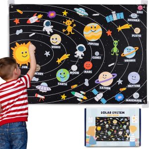 Système solaire Montessori pour enfants avec 61 figurines en feutre – BONNYCO