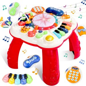 Table d&rsquo;activité Montessori pour bébé 1-2-3 ans : jouet éducatif avec lumières et musique