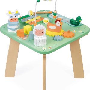 Table d&rsquo;activités en bois pour éveil et motricité dès 12 mois