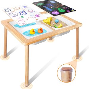 Table d&rsquo;activités sensorielles Montessori Terramus pour enfants avec rangement