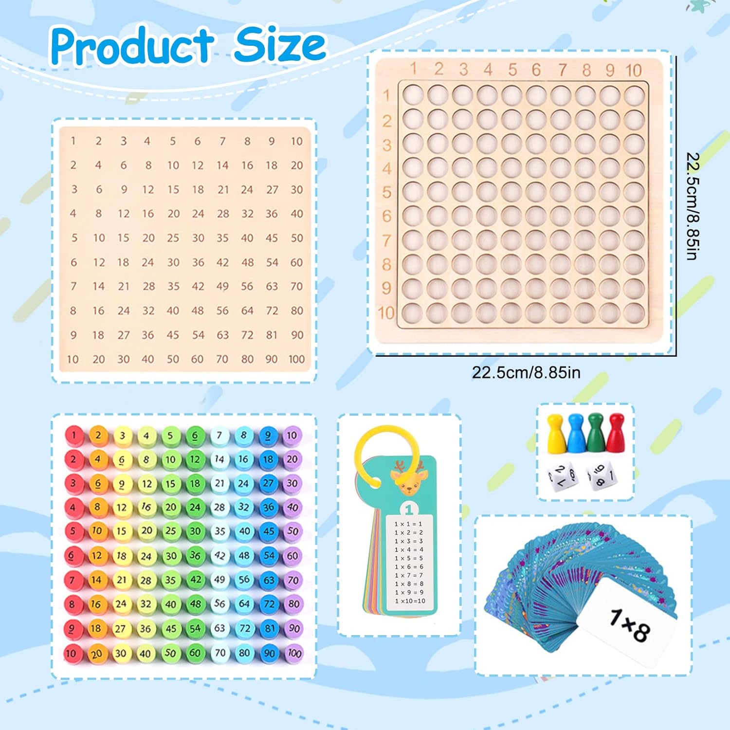 Table de multiplication Montessori JurciCat : jouet pédagogique en bois – Image 2