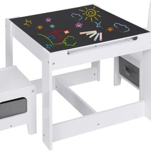 Table et chaises Montessori 3 en 1 Lestarain avec rangement et tableau à dessin