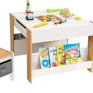 Table et chaises Montessori 3 en 1 pour enfant avec rangement intégré