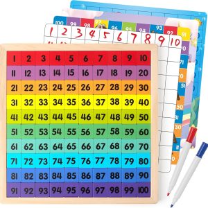 Tableau des cent en bois Montessori : jouet éducatif pour apprendre à compter