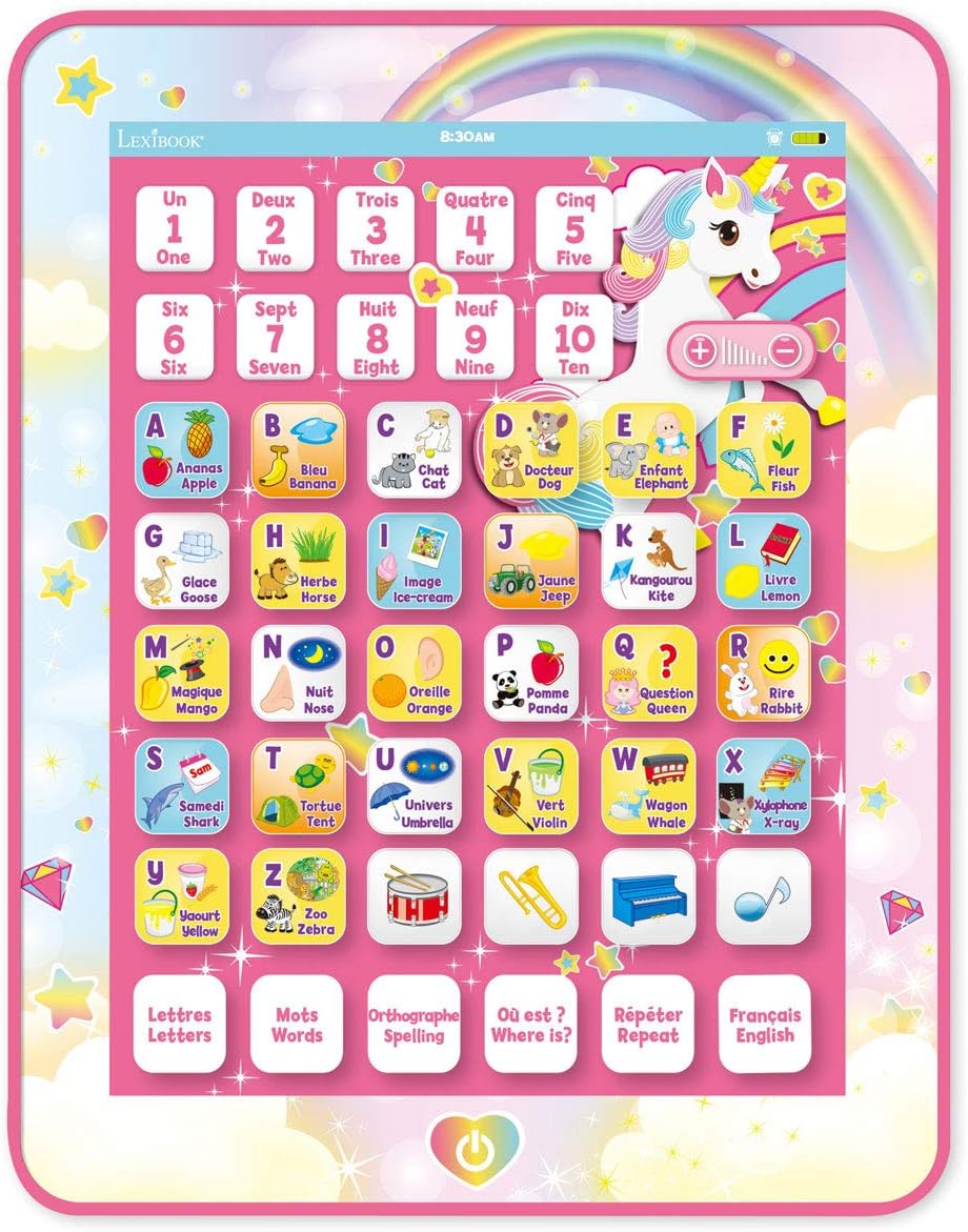 Tablette éducative Montessori Lexibook bilingue Licorne : Apprendre l’alphabet en s’amusant