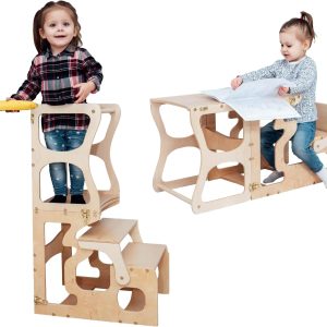 Tabouret d&rsquo;apprentissage Montessori pour enfants avec découpe de formes diverses