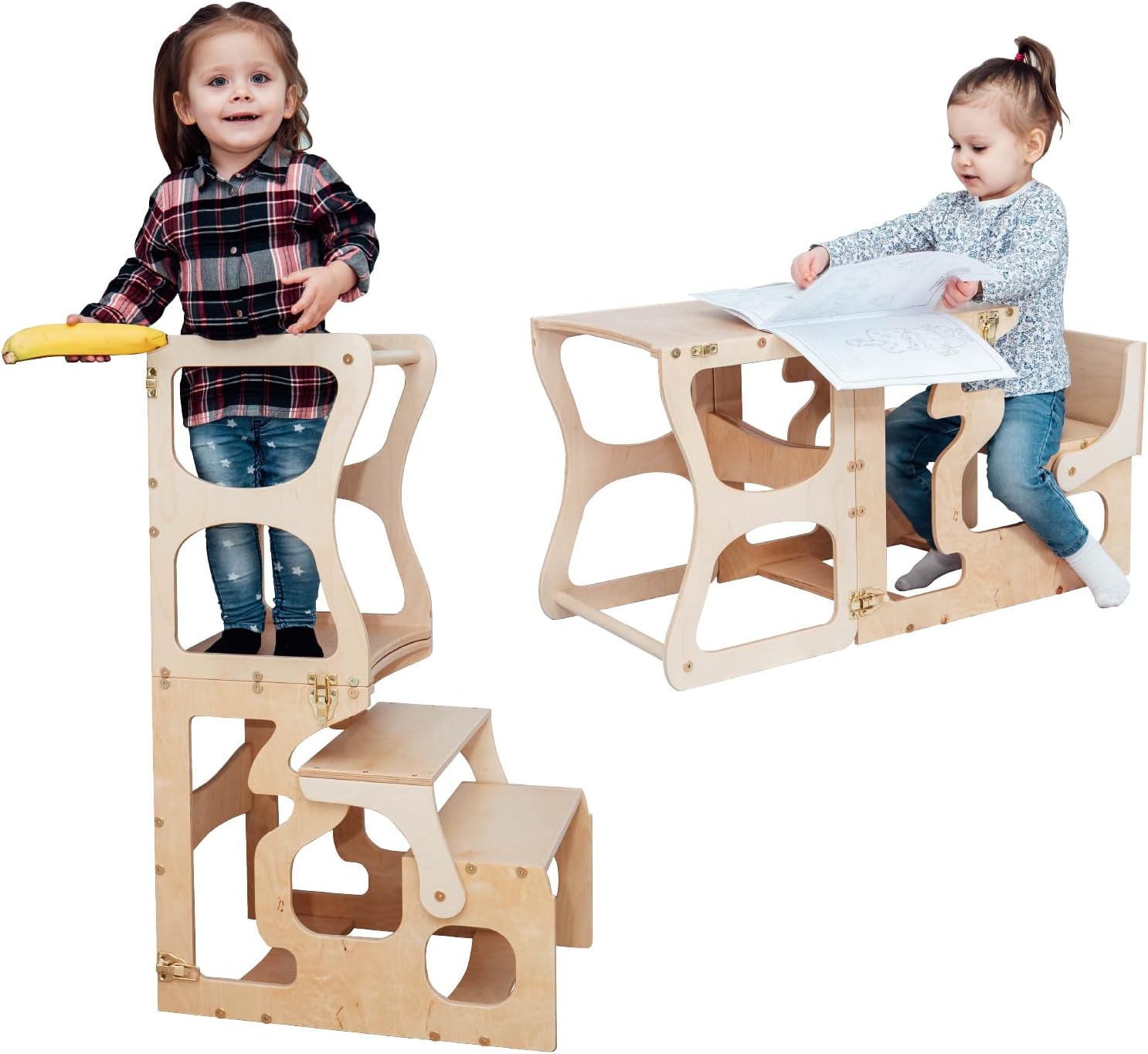 Tabouret d’apprentissage Montessori pour enfants avec découpe de formes diverses