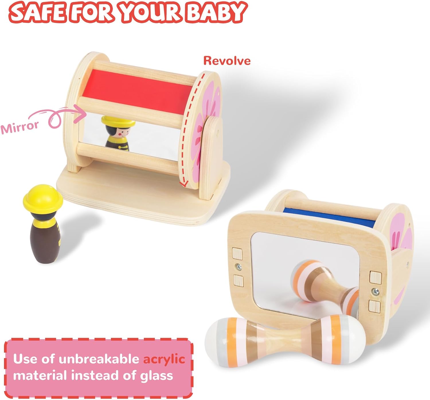 Tambour rotatif en bois Montessori pour bébé 6-12 mois – Image 3