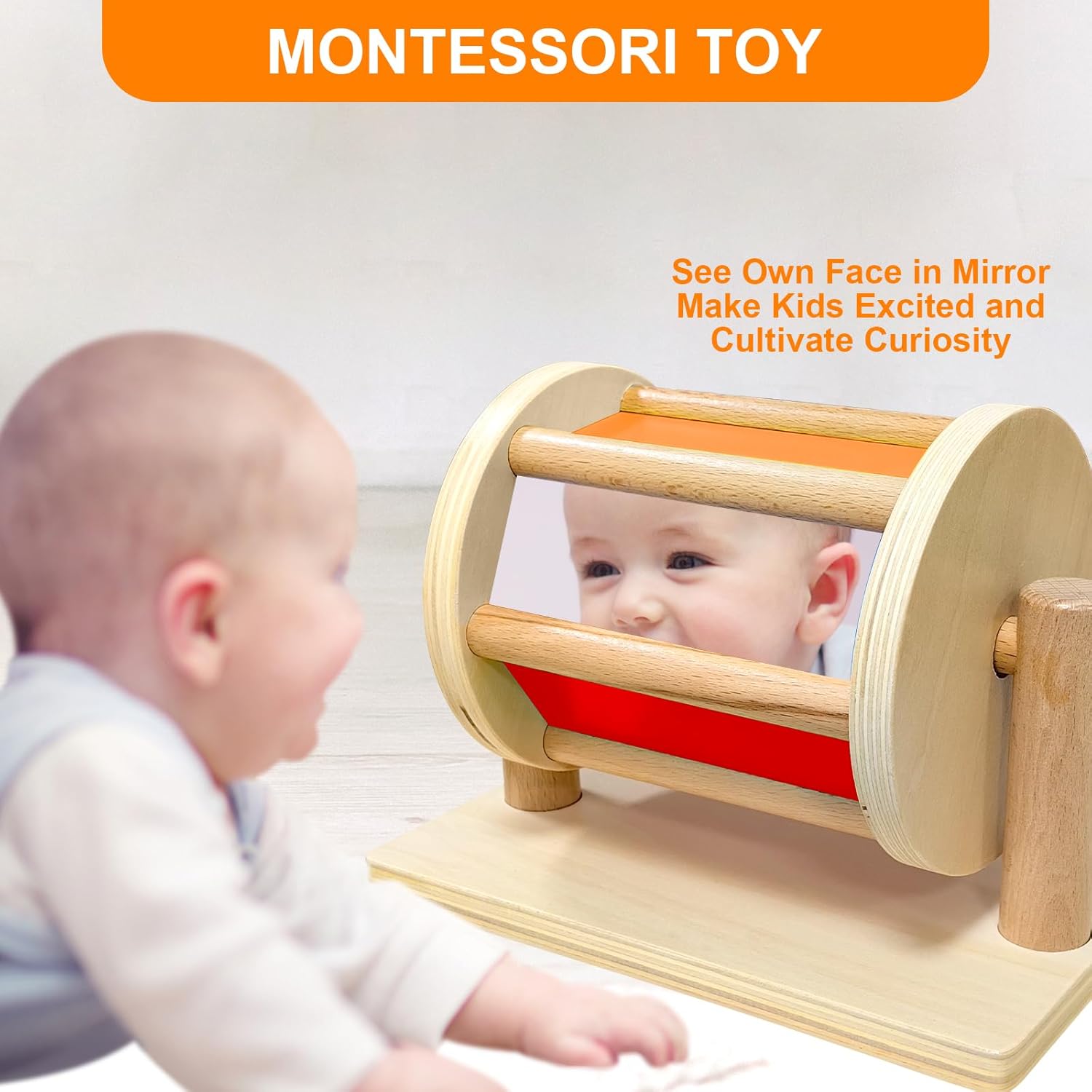 Tambour rotatif montessori en bois pour enfants – Image 4