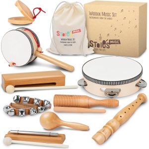 Tambourin en bois Montessori pour l&rsquo;apprentissage musical des enfants